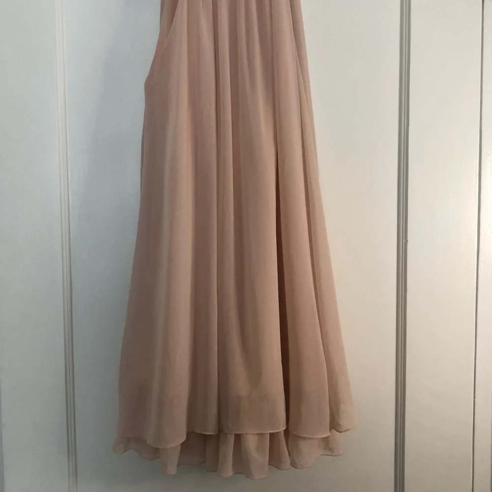 ASOS jewel high neck, chiffon blush pink above knee dress - Picture 7 of 10